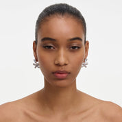 Crystal heart bow drop earrings