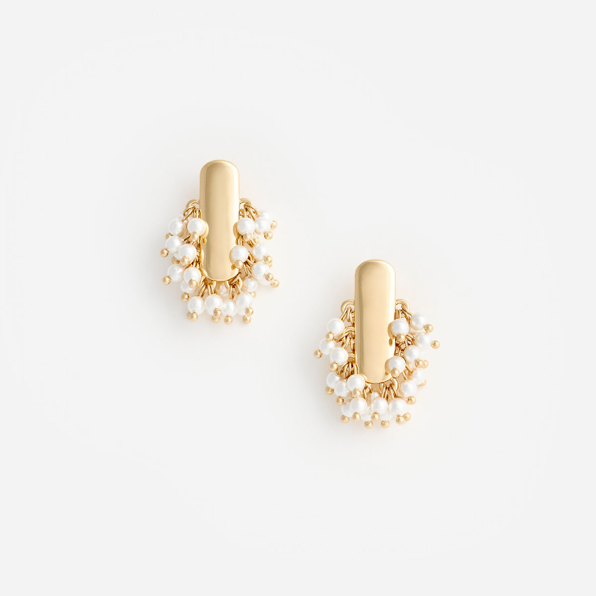 Gold pearl cluster earrings