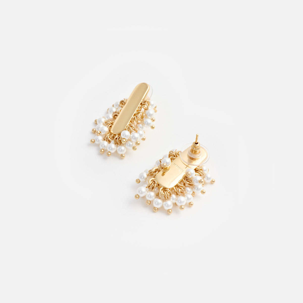 Gold pearl cluster earrings