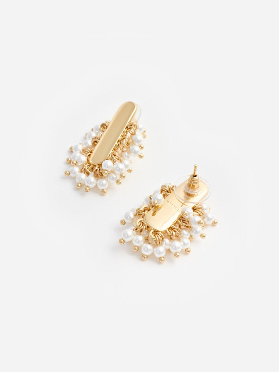 Gold pearl cluster earrings