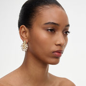Gold pearl cluster earrings