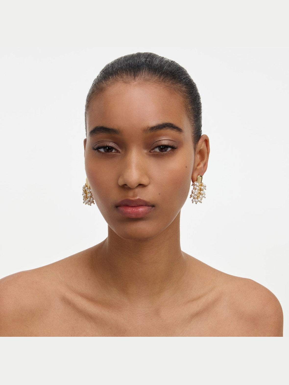 Gold pearl cluster earrings