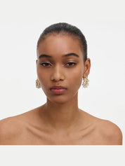 Gold pearl cluster earrings