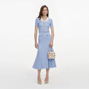 Blue ribbed knit midi dress