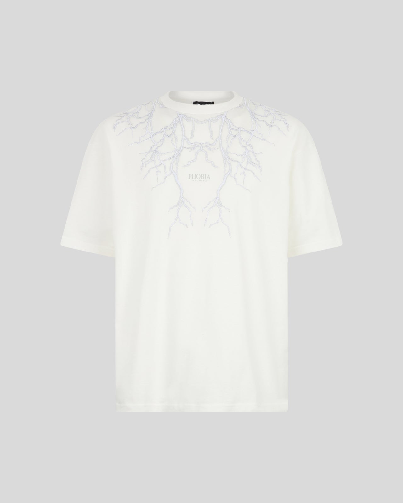 WHITE T-SHIRT WITH GREY EMBROIDERY LIGHTNING