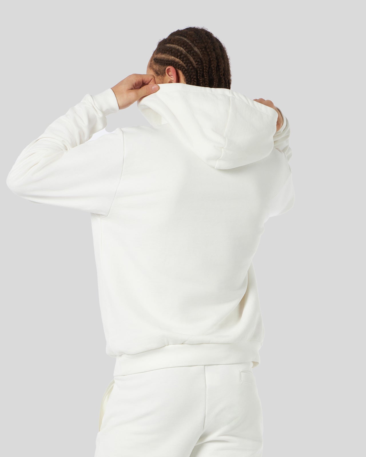 WHITE HOODIE WITH GREY EMBROIDERY LIGHTNING