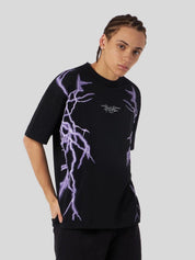 Black t-shirt with gotic logo and metal label