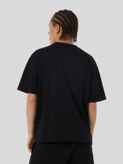 Black t-shirt with gotic logo and metal label