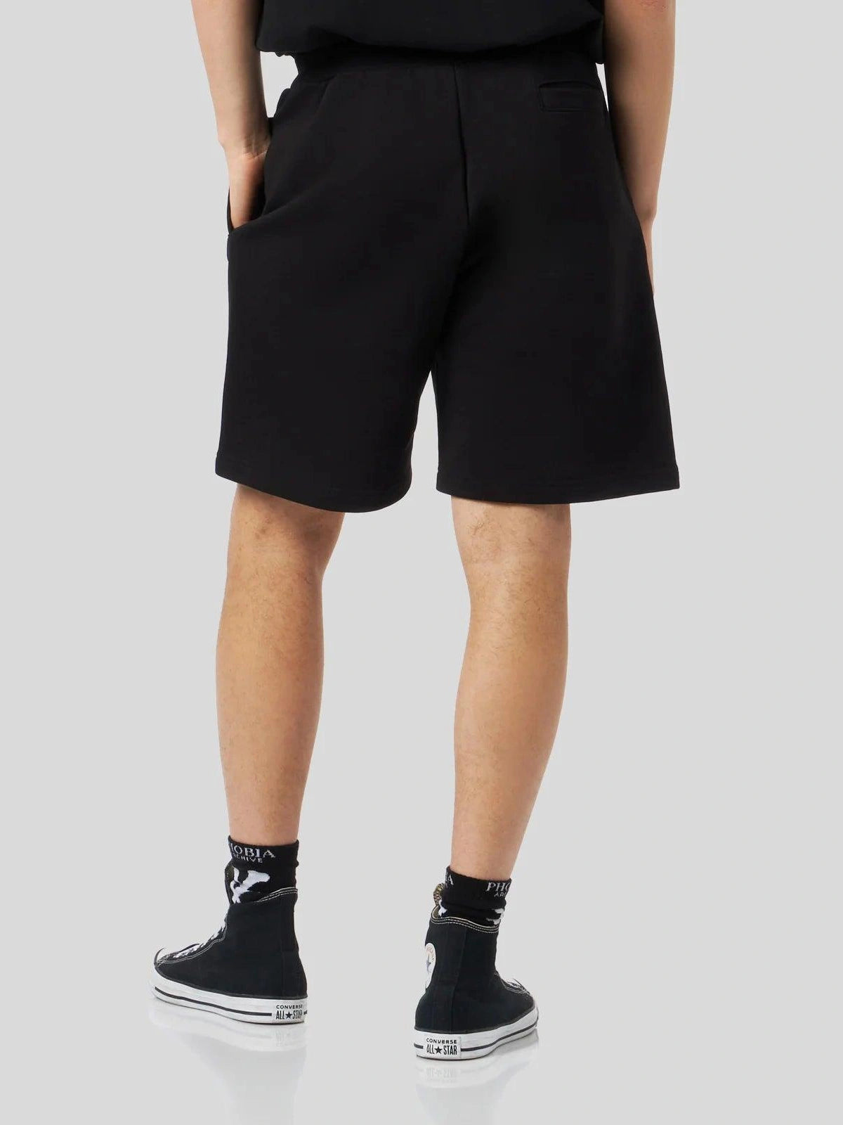 Black shorts with gotic logo