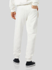 White pants with embroidered logo