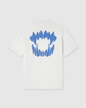 WHITE T-SHIRT WITH BLUE MOUTH PUFFY PRINT