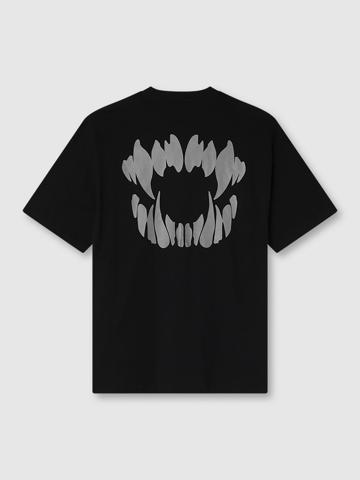 Black t-shirt with mouth reflective print