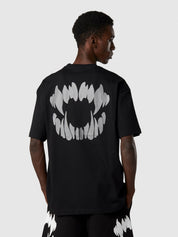 Black t-shirt with mouth reflective print