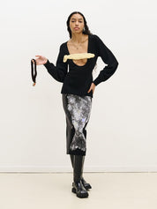 Coley flashlight reflective midi skirt