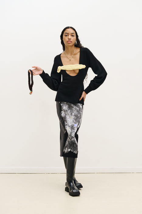 Coley flashlight reflective midi skirt