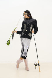 Coley flashlight reflective midi skirt