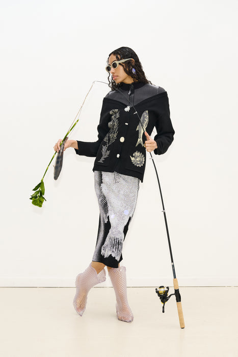 Coley flashlight reflective midi skirt