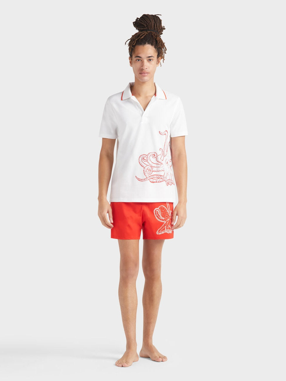 Men cotton polo printed poulpe