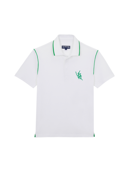Men pique cotton polo vbq line