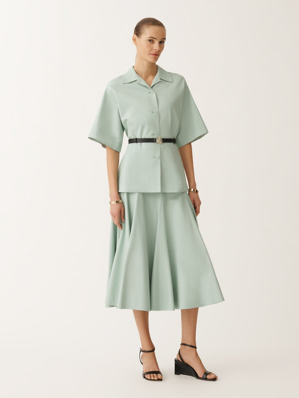 Luxury lambskin midi skirt