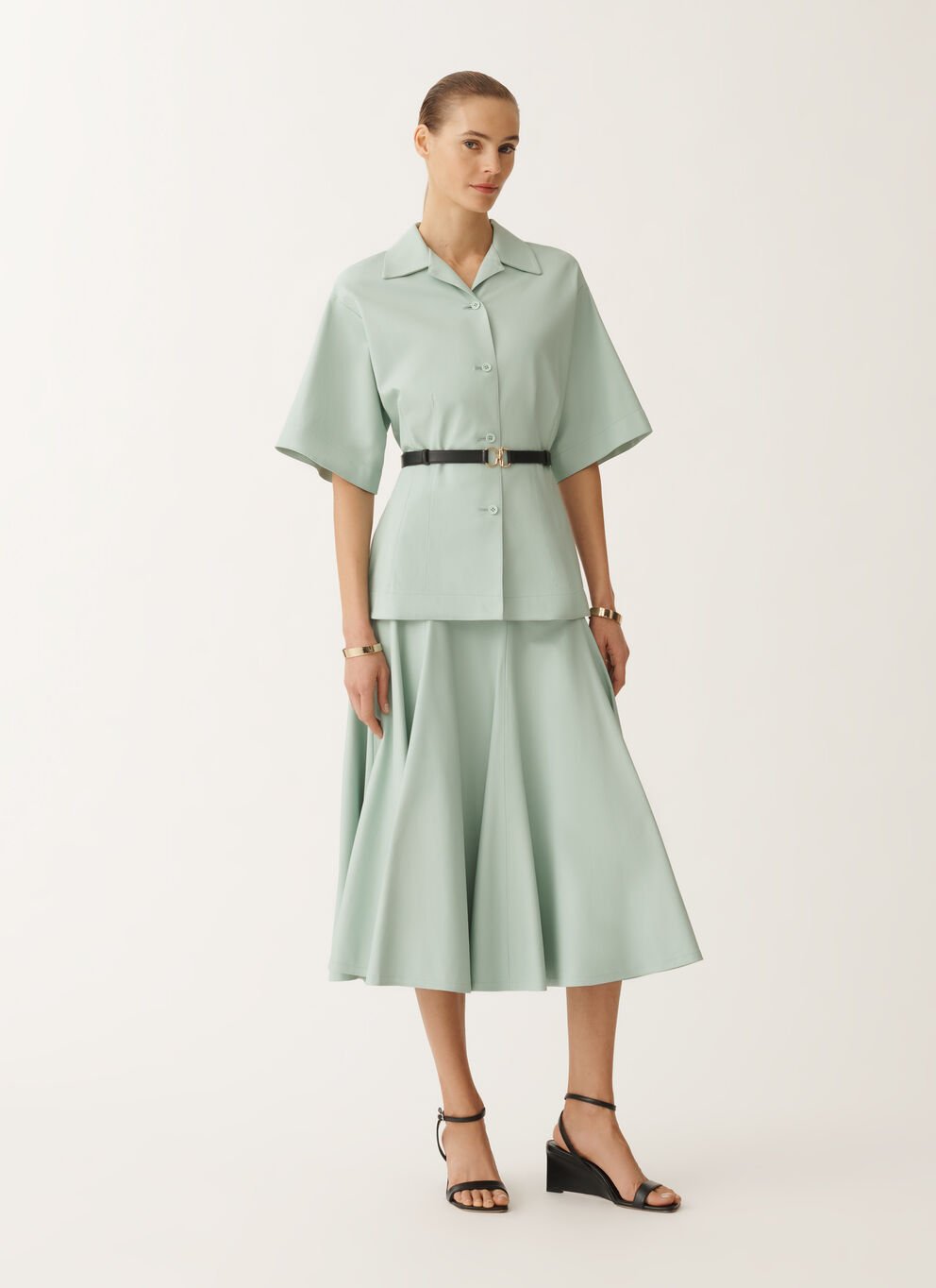 LUXURY LAMBSKIN MIDI SKIRT