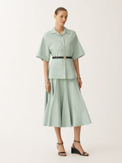 Luxury lambskin midi skirt