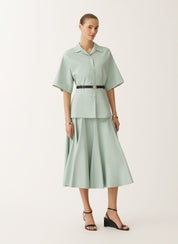 LUXURY LAMBSKIN MIDI SKIRT