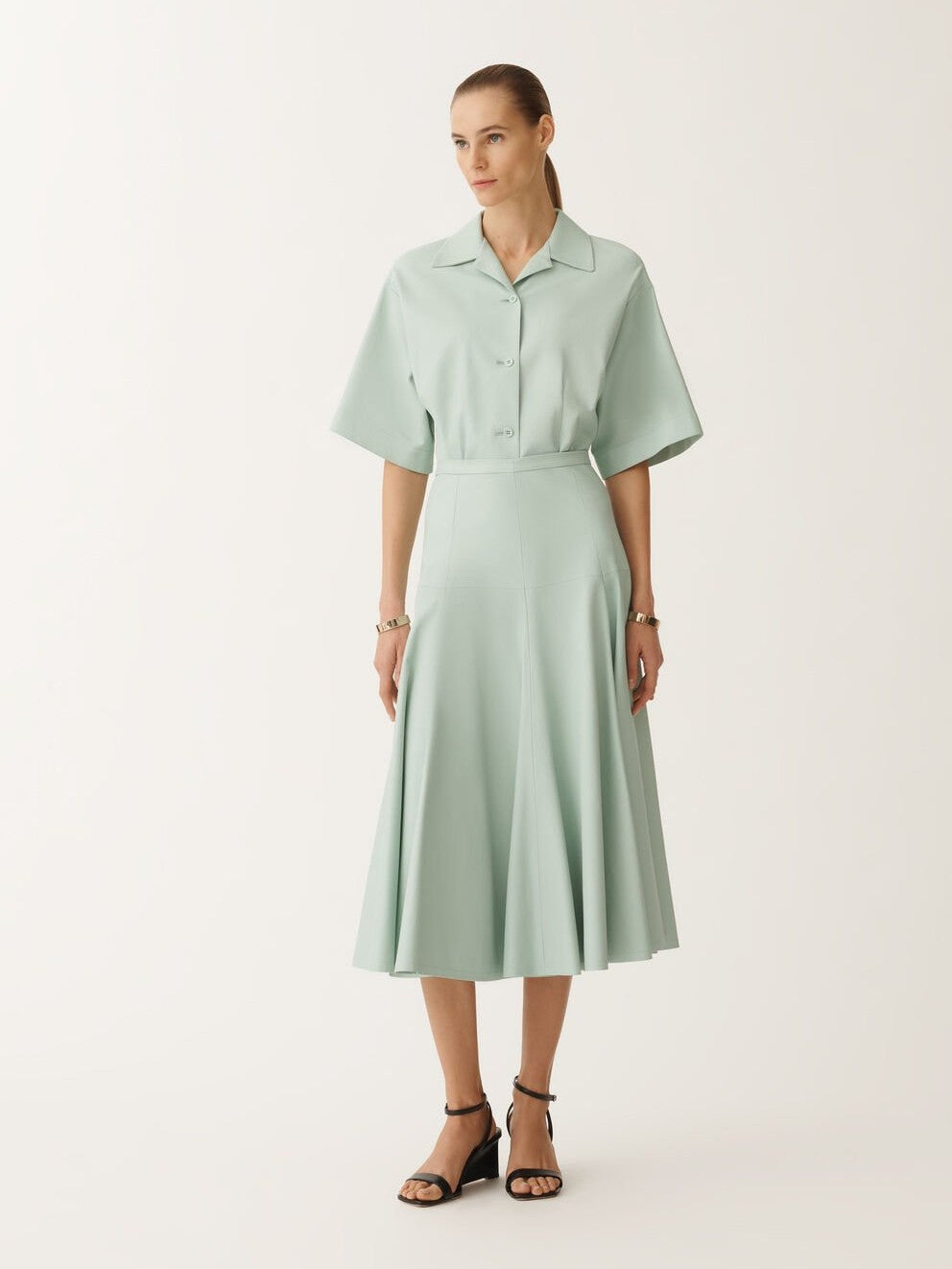 Luxury lambskin midi skirt