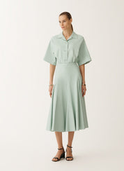 LUXURY LAMBSKIN MIDI SKIRT