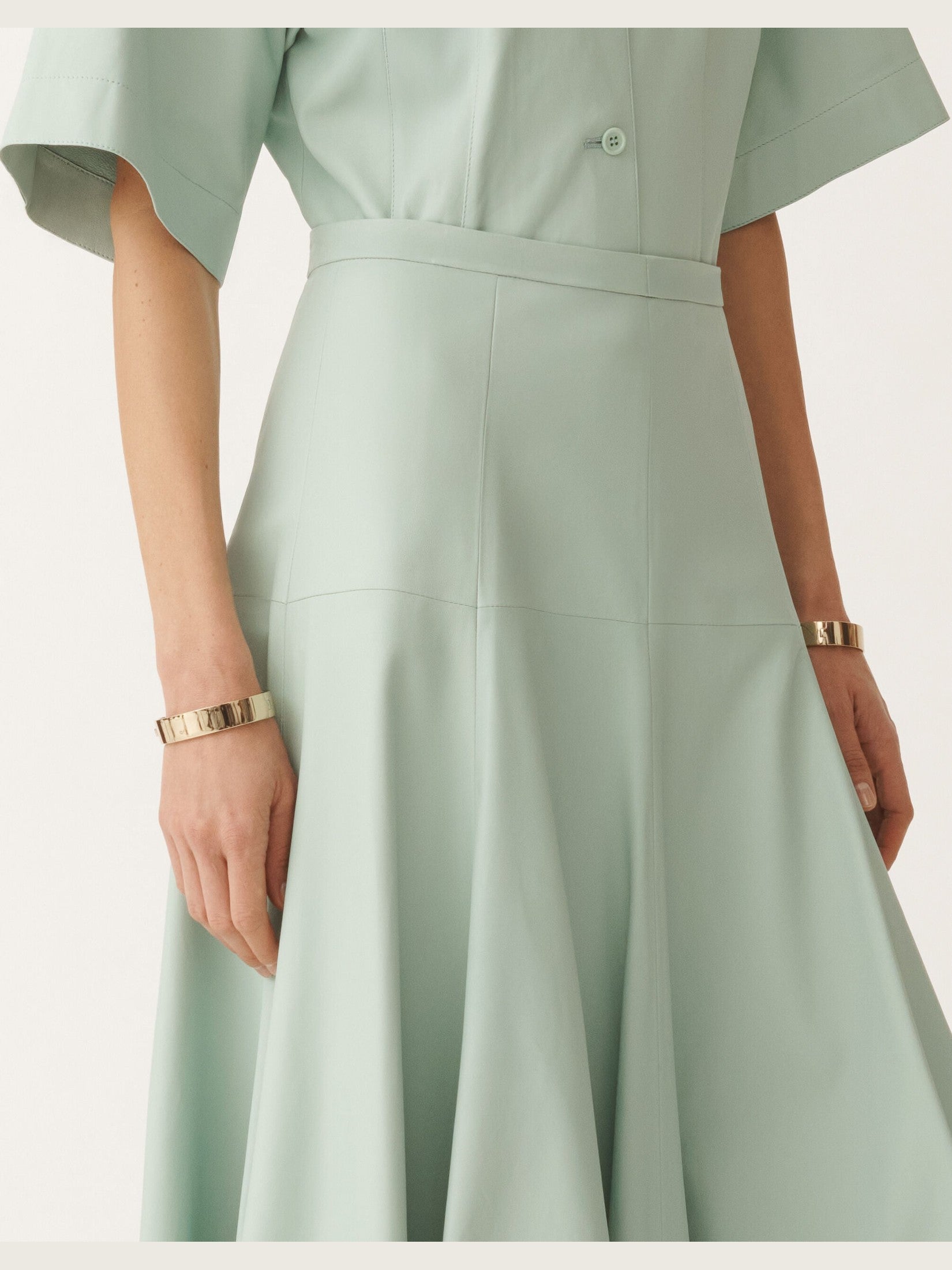 Luxury lambskin midi skirt