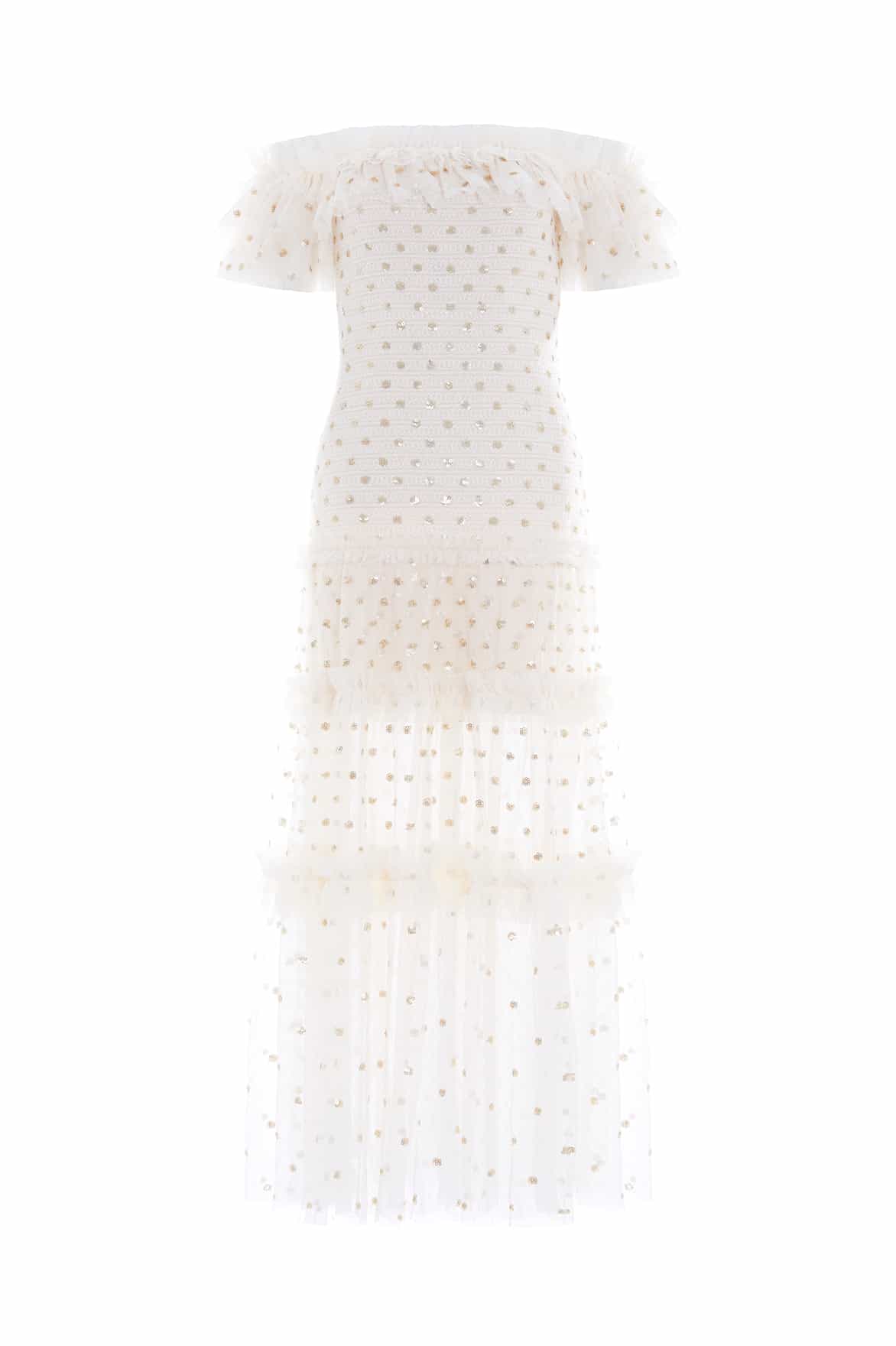 Polka Dot Smocked Ankle Gown