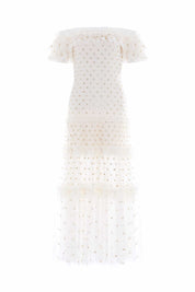 Polka Dot Smocked Ankle Gown