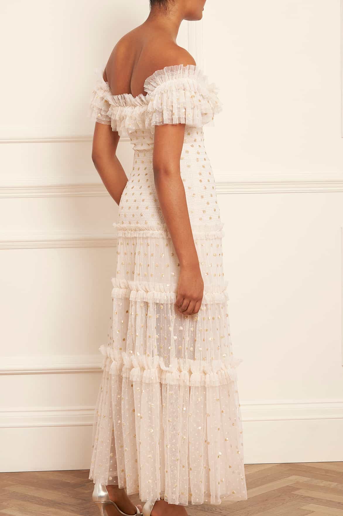 Polka Dot Smocked Ankle Gown