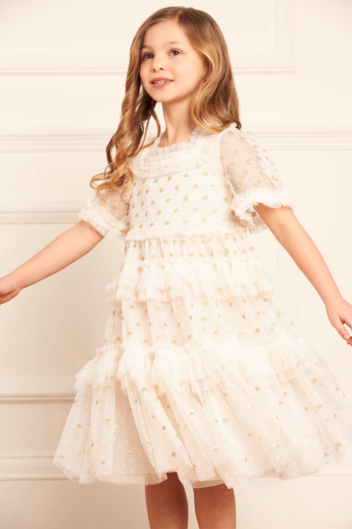 POLKA DOT SMOCKED KIDS DRESS