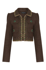 EMBELLISHED STRUCTURED JACKET IN OLIVE جاكيت 