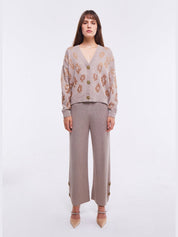 EMBELLISHED CARDIGAN IN LIGHT STONE كارديقان 