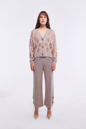 EMBELLISHED CARDIGAN IN LIGHT STONE كارديقان 