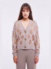 EMBELLISHED CARDIGAN IN LIGHT STONE كارديقان 
