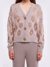 EMBELLISHED CARDIGAN IN LIGHT STONE كارديقان 