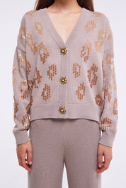 EMBELLISHED CARDIGAN IN LIGHT STONE كارديقان 