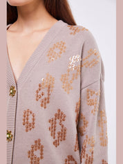 EMBELLISHED CARDIGAN IN LIGHT STONE كارديقان 