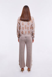 EMBELLISHED CARDIGAN IN LIGHT STONE كارديقان 