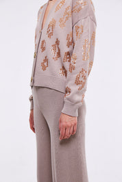 EMBELLISHED CARDIGAN IN LIGHT STONE كارديقان 