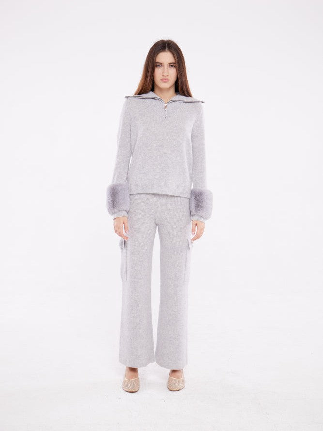 Cargo pant with button detail in fog