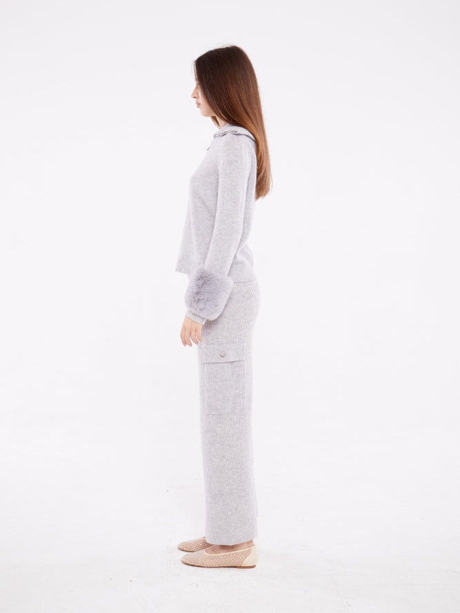 Cargo pant with button detail in fog
