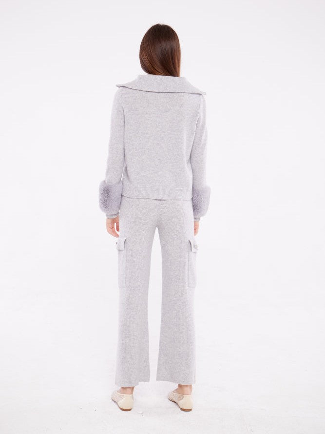 Cargo pant with button detail in fog