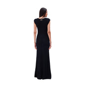 The metal detail boat neck maxi dress in black