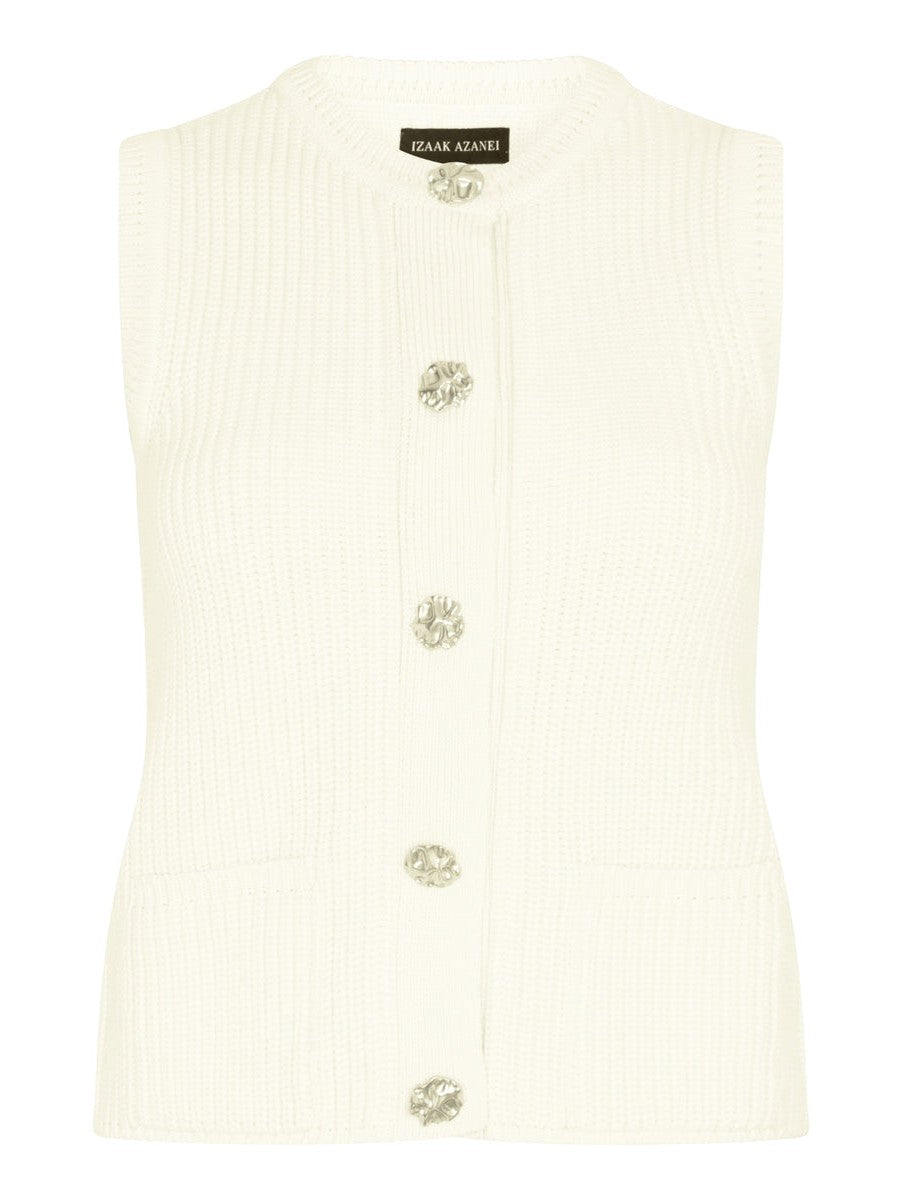 The button-down gilet in meringue
