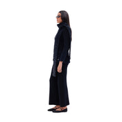 The button detail nehru collar jacket with matching scarf in black