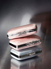 Pink satin clutch bag
